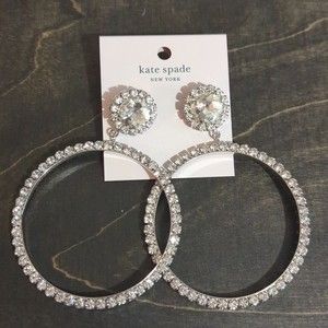 Kate Spade Silver Crystal Hoop Earrings
